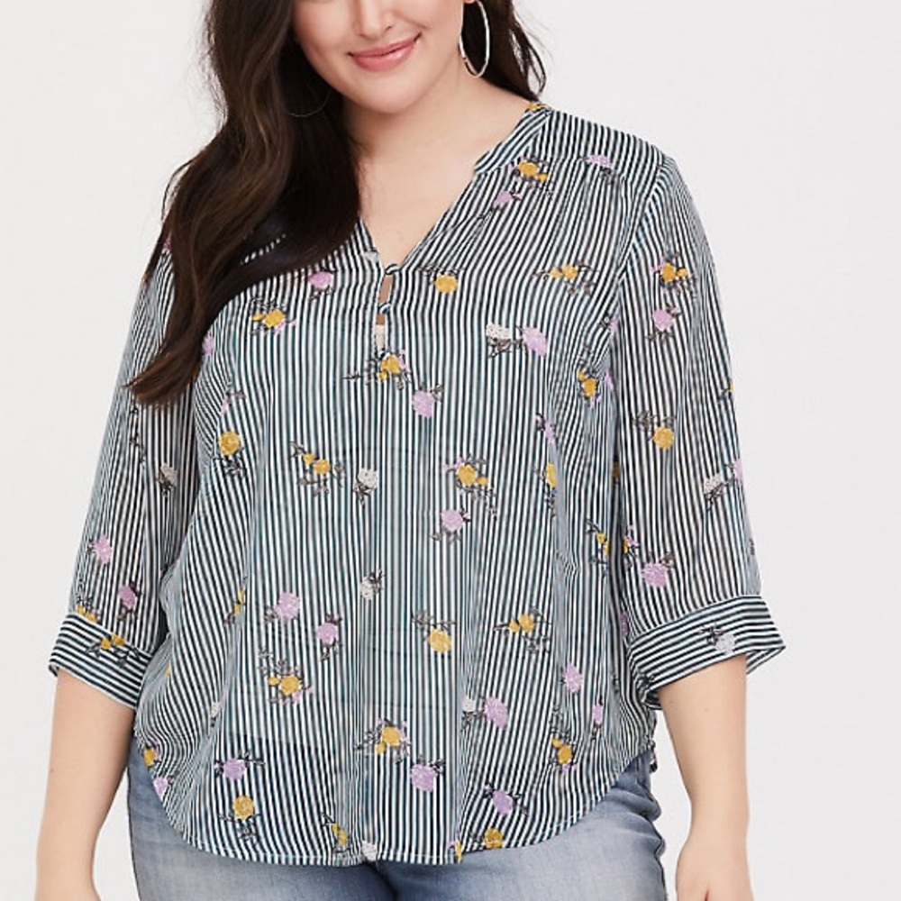 Torrid Harper Stripe Floral Blouse